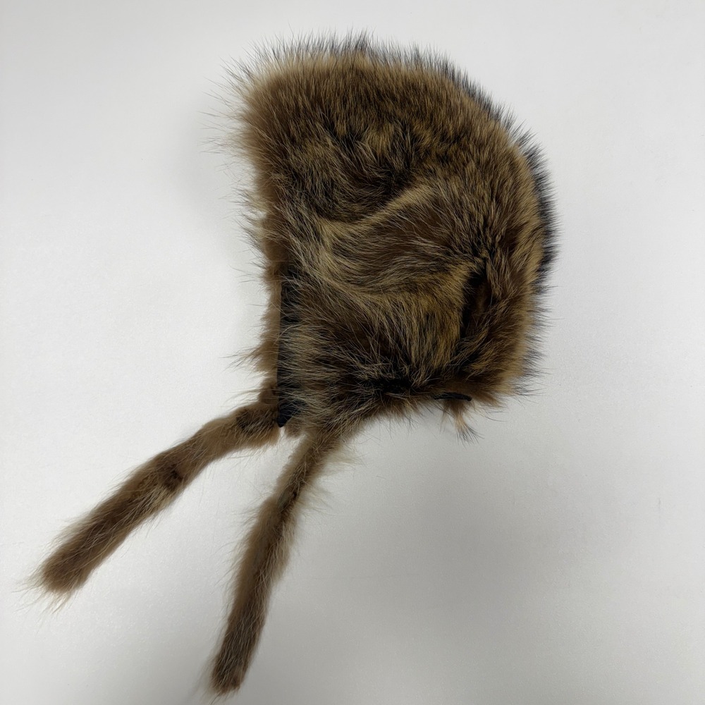 Betmar Vintage Fur Bonnet Hood Hat Brown 1950s 60s Fur Ties Lined